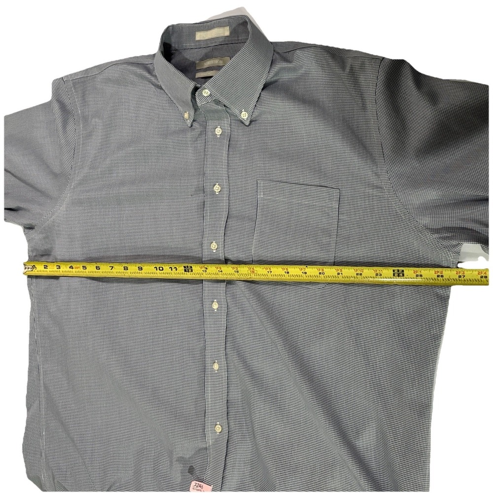 Nordstrom Mens Dress Shirt 17.5 x 33 Smartcare Cotton Blue check Classic Oxford - Picture 3 of 9